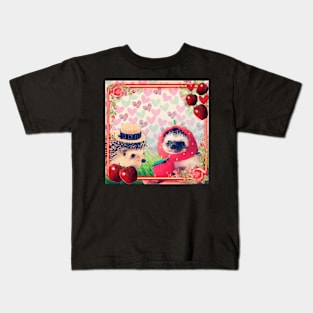 Hedgehog Valentine's day love apples hearts Kids T-Shirt